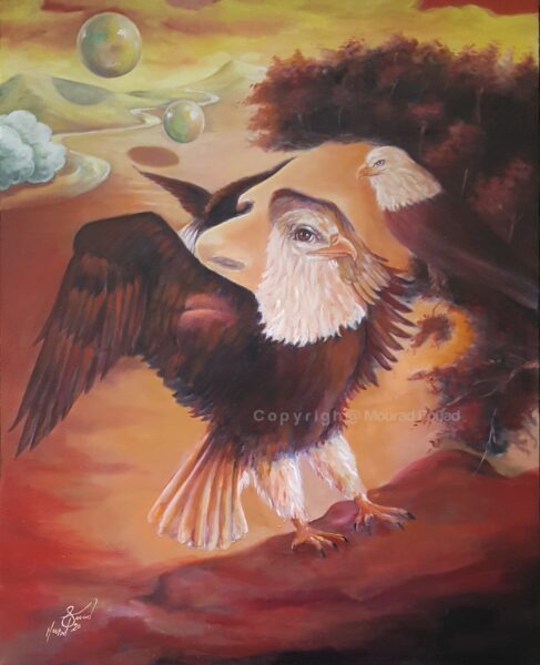 Aigles formant le visage de Salah (2020)